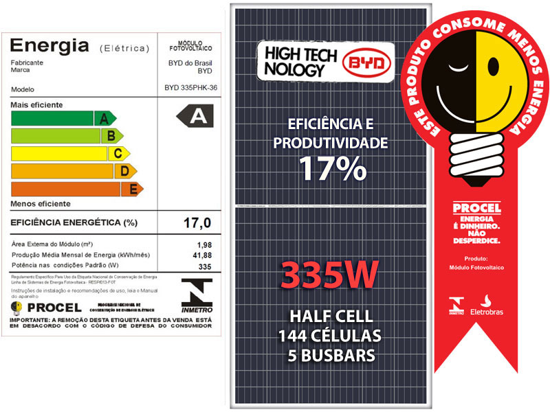 Painel Solar Fotovoltaico Byd 335 Policristalino
