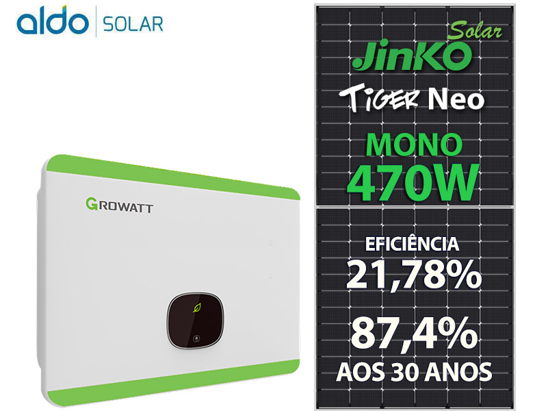 GERADOR DE ENERGIA SOLAR GROWATT METALICA PERFIL 55CM ROMAGNOLE ALDO SOLAR ON GRID GF 34,78KWP JINKO TIGER NEO MONO 470W MID 30KW 3MPPT TRIF 380V GF 34,78KWP JINKO TIGER NEO MONO 470W MID 30KW 3MPPT TRIF 380V 0