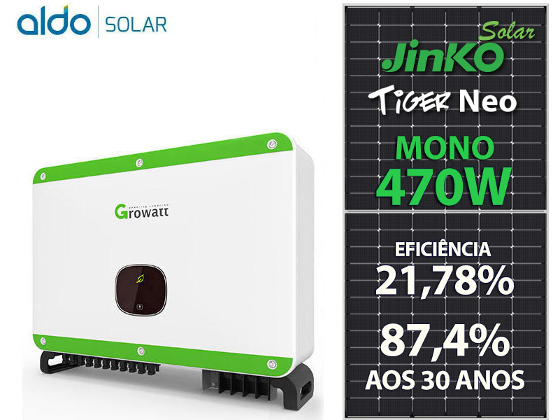 GERADOR DE ENERGIA SOLAR GROWATT ROSCA DUPLA METAL ROMAGNOLE ALDO SOLAR ON GRID GF 54,52KWP JINKO TIGER NEO MONO 470W MAC 60KW 3MPPT TRIF 380V GF 54,52KWP JINKO TIGER NEO MONO 470W MAC 60KW 3MPPT TRIF 380V 0