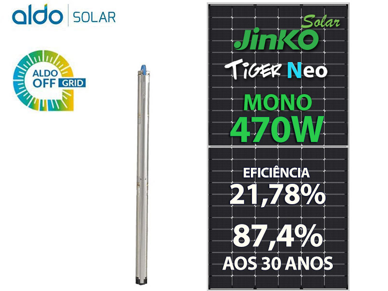 GERADOR DE ENERGIA SOLAR BOMBA SOLAR ONDULADA ROMAGNOLE ALDO SOLAR OFF GRID GEB 1,88KWP JINKO TIGER NEO MONO 470W 1.260L/H 150M ATE 7.560L/DIA GEB 1,88KWP JINKO TIGER NEO MONO 470W 1.260L/H 150M ATE 7.560L/DIA 0
