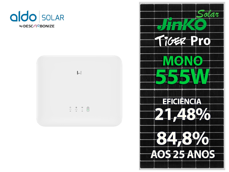GERADOR DE ENERGIA SOLAR GOODWE HIBRIDO SEM ESTRUTURA ALDO SOLAR HIBRIDO GFH 5,55KWP JINKO 555W GW6000 6KW 2MPPT 220V  GFH 5,55KWP JINKO 555W GW6000 6KW 2MPPT 220V  0
