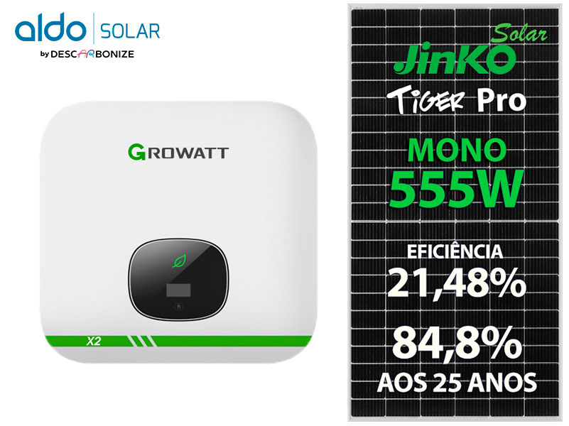 GERADOR DE ENERGIA SOLAR GROWATT ROSCA DUPLA MADEIRA ROMAGNOLE ALDO SOLAR ON GRID ALDO SOLAR imagem 1