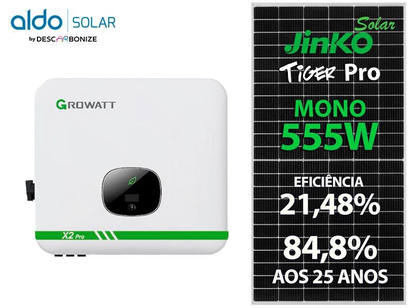 GERADOR DE ENERGIA SOLAR GROWATT ROSCA DUPLA METAL ROMAGNOLE ALDO SOLAR ON GRID ALDO SOLAR imagem 1