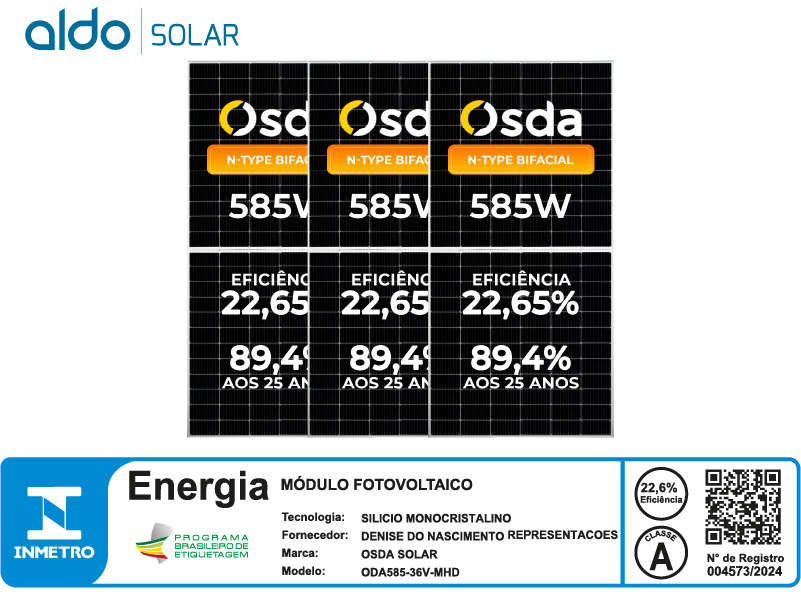 PAINEL SOLAR FOTOVOLTAICO OSDA ALDO SOLAR imagem 1