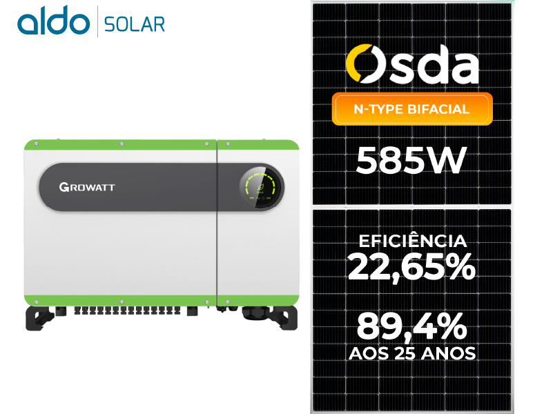 GERADOR DE ENERGIA SOLAR GROWATT SEM ESTRUTURA ALDO SOLAR ON GRID ALDO SOLAR imagem 1