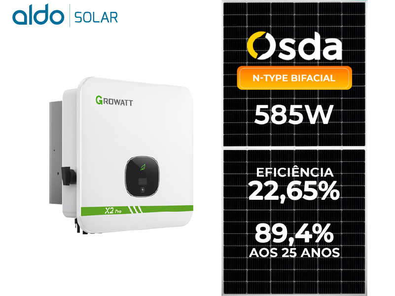 GERADOR DE ENERGIA SOLAR GROWATT SEM ESTRUTURA ALDO SOLAR ON GRID ALDO SOLAR imagem 1