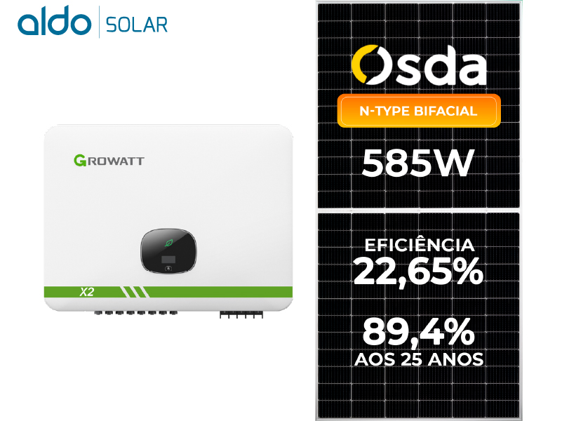 GERADOR DE ENERGIA SOLAR GROWATT SEM ESTRUTURA ALDO SOLAR ON GRID ALDO SOLAR imagem 1