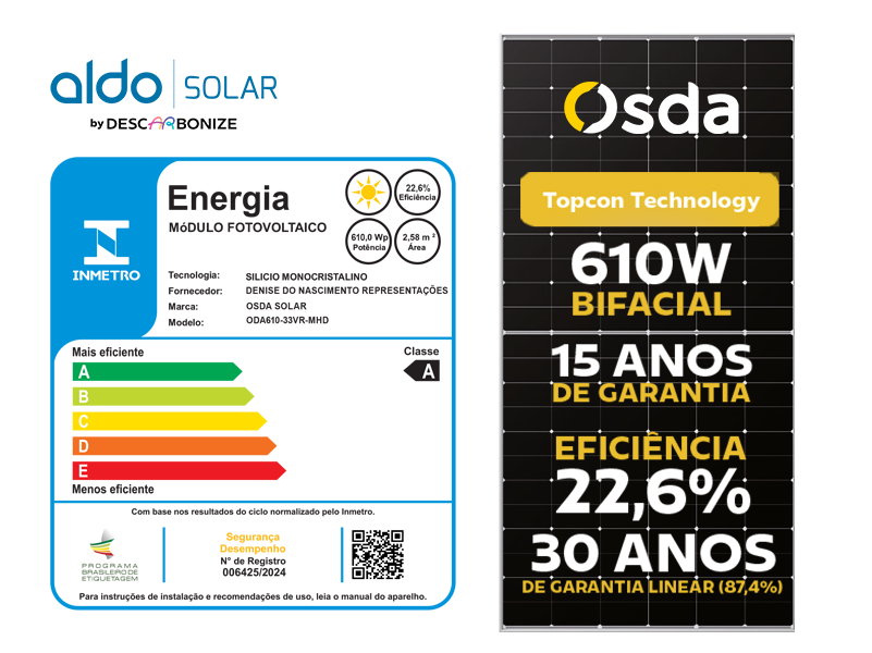 PAINEL SOLAR FOTOVOLTAICO OSDA ALDO SOLAR imagem 1