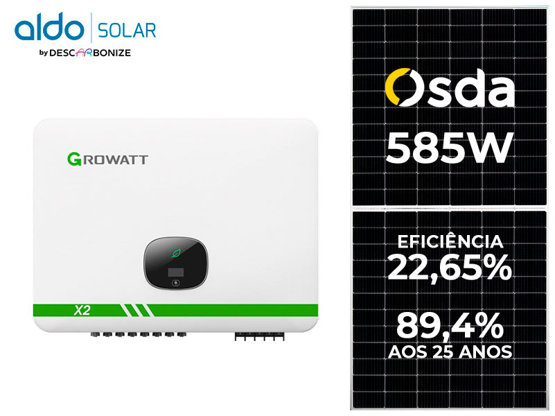 GERADOR DE ENERGIA SOLAR GROWATT ROSCA DUPLA METAL ROMAGNOLE ALDO SOLAR ON GRID ALDO SOLAR imagem 1