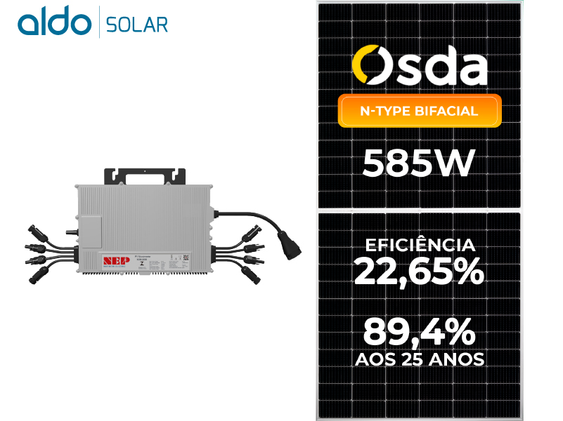 GERADOR DE ENERGIA SOLAR NEP MICRO INVERSOR SEM ESTRUTURA ALDO SOLAR ON GRID ALDO SOLAR imagem 1