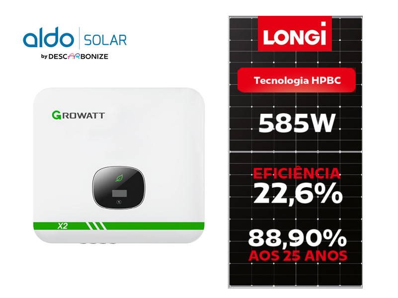 GERADOR DE ENERGIA SOLAR GROWATT SEM ESTRUTURA ALDO SOLAR ON GRID ALDO SOLAR imagem 1