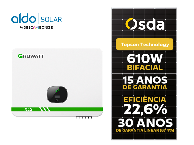 GERADOR DE ENERGIA SOLAR GROWATT ROSCA DUPLA METAL ROMAGNOLE ALDO SOLAR ON GRID ALDO SOLAR imagem 1