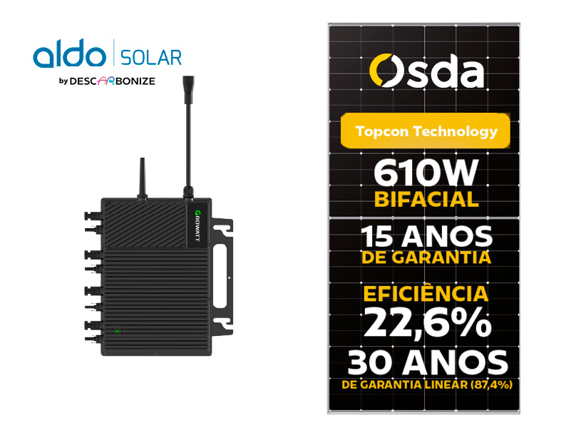 GERADOR DE ENERGIA SOLAR GROWATT MICRO INVERSOR SEM ESTRUTURA ALDO SOLAR ON GRID GF 7,32KWP OSDA 610W BIFACIAL N-TYPE NEO 2KW 4MPPT MONO 220V GF 7,32KWP OSDA 610W BIFACIAL N-TYPE NEO 2KW 4MPPT MONO 220V 0