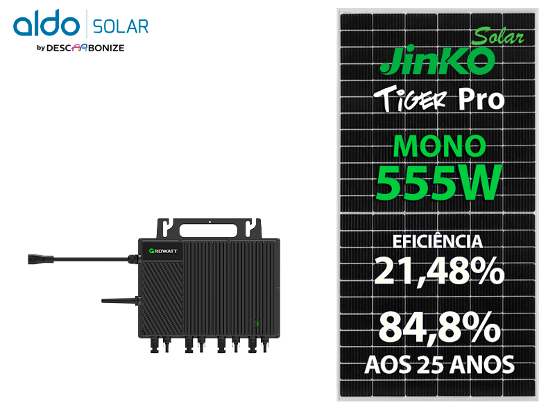 GERADOR DE ENERGIA SOLAR GROWATT MICRO INVERSOR SEM ESTRUTURA ALDO SOLAR ON GRID ALDO SOLAR imagem 1