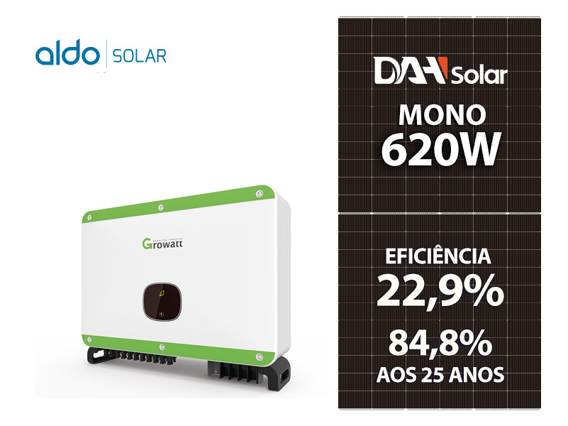 GERADOR DE ENERGIA SOLAR GROWATT SEM ESTRUTURA ALDO SOLAR ON GRID ALDO SOLAR imagem 1