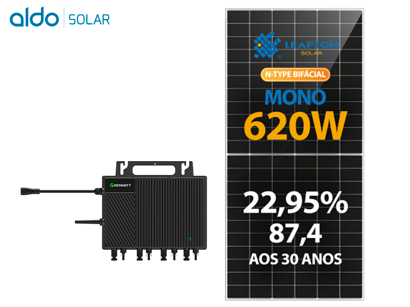 GERADOR DE ENERGIA SOLAR GROWATT ROSCA DUPLA MADEIRA ALDO SOLAR ON GRID ALDO SOLAR imagem 1