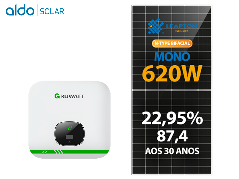 GERADOR DE ENERGIA SOLAR GROWATT ROSCA DUPLA MADEIRA ALDO SOLAR ON GRID ALDO SOLAR imagem 1