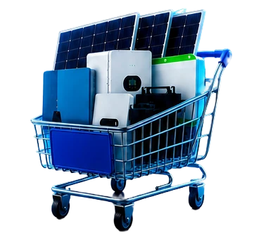 Carrinho de compras com equipamentos da Aldo Solar