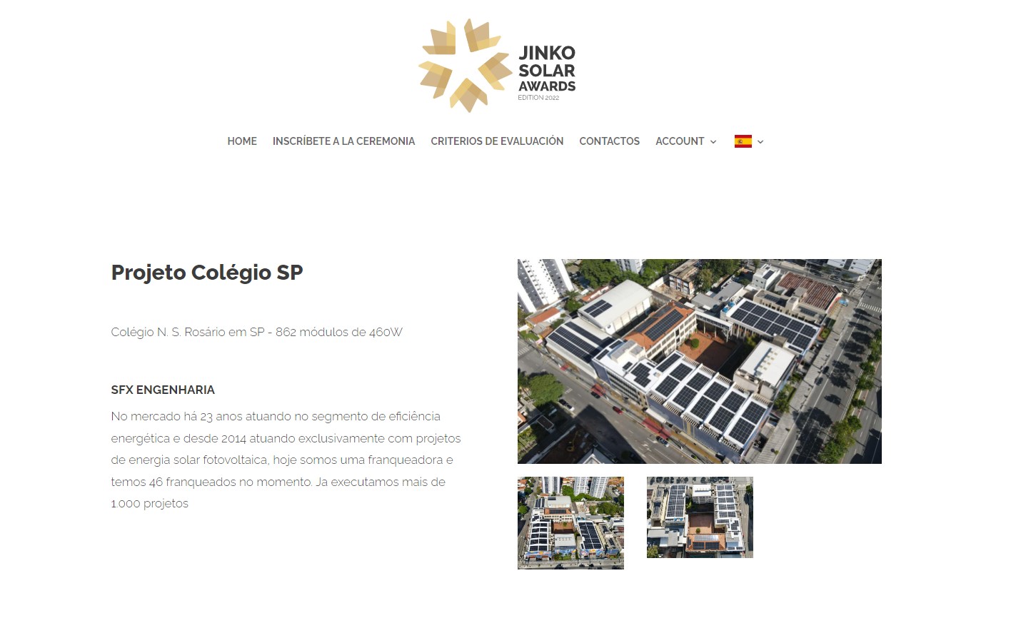 SFX Solar vence Jinko Solar Awards