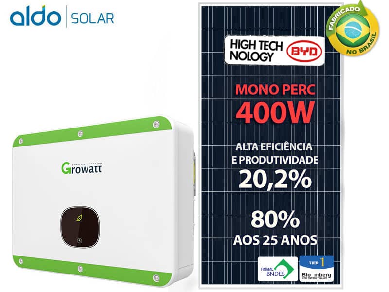 GERADOR DE ENERGIA SOLAR GROWATT ROSCA DUPLA MADEIRA ROMAGNOLE MDA 